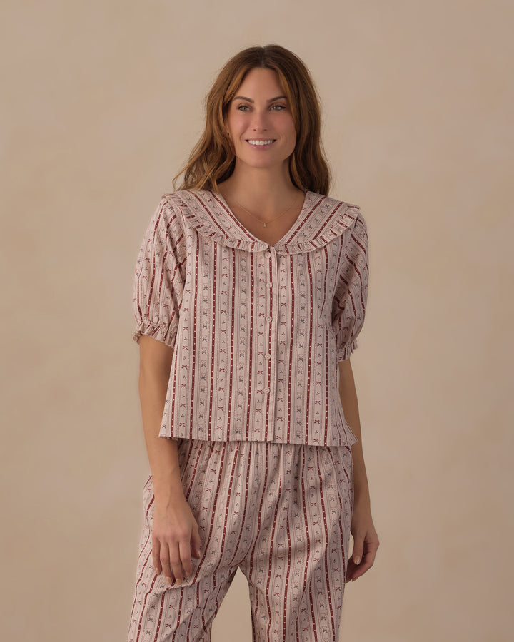 Rylee + Cru Women's Ruffle Pajamas - Candy Cane Lane