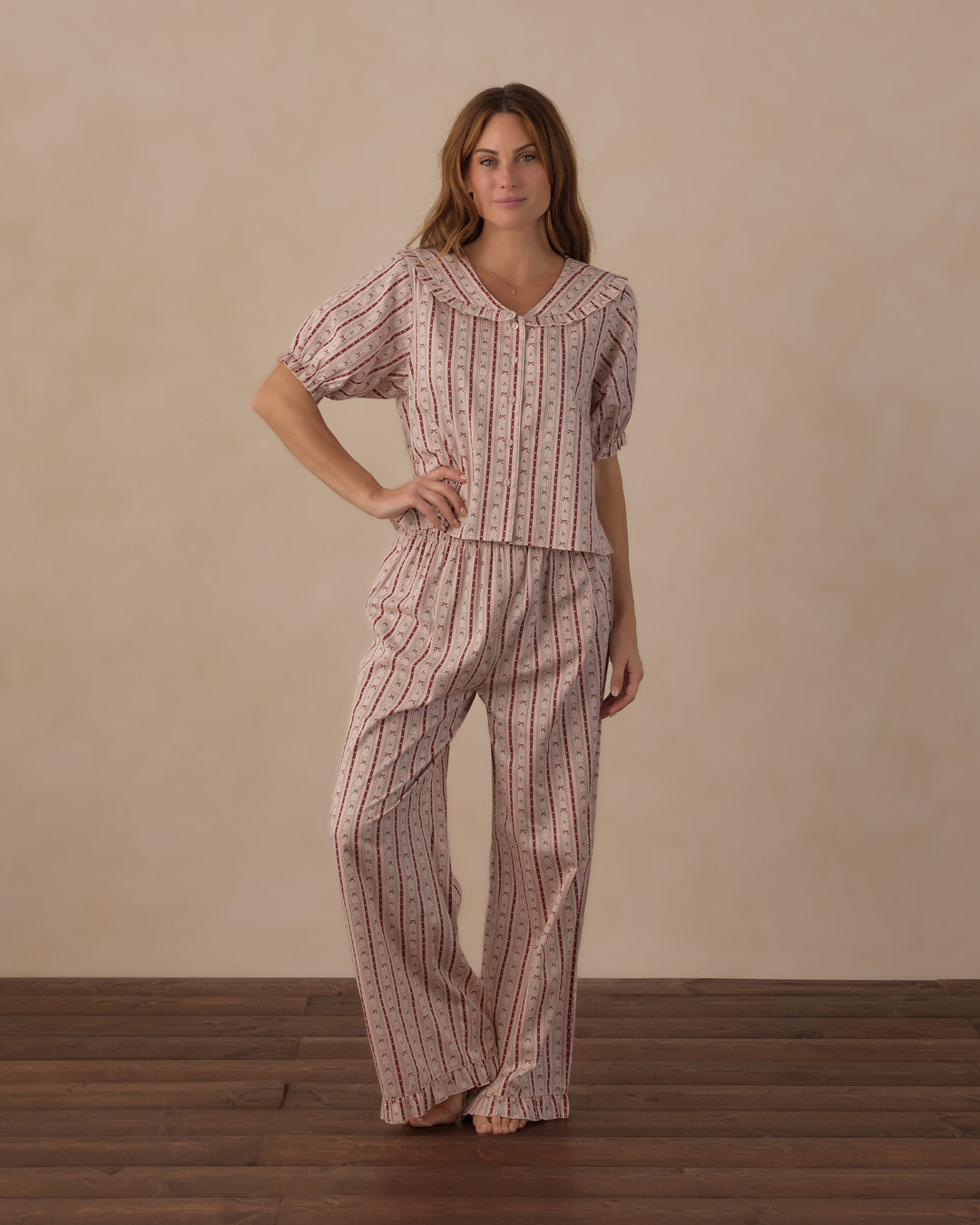 Rylee + Cru Women's Ruffle Pajamas - Candy Cane Lane