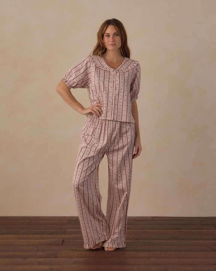 Rylee + Cru Women's Ruffle Pajamas - Candy Cane Lane