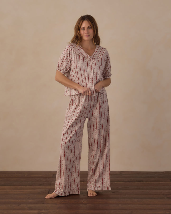 Rylee + Cru Women's Ruffle Pajamas - Candy Cane Lane