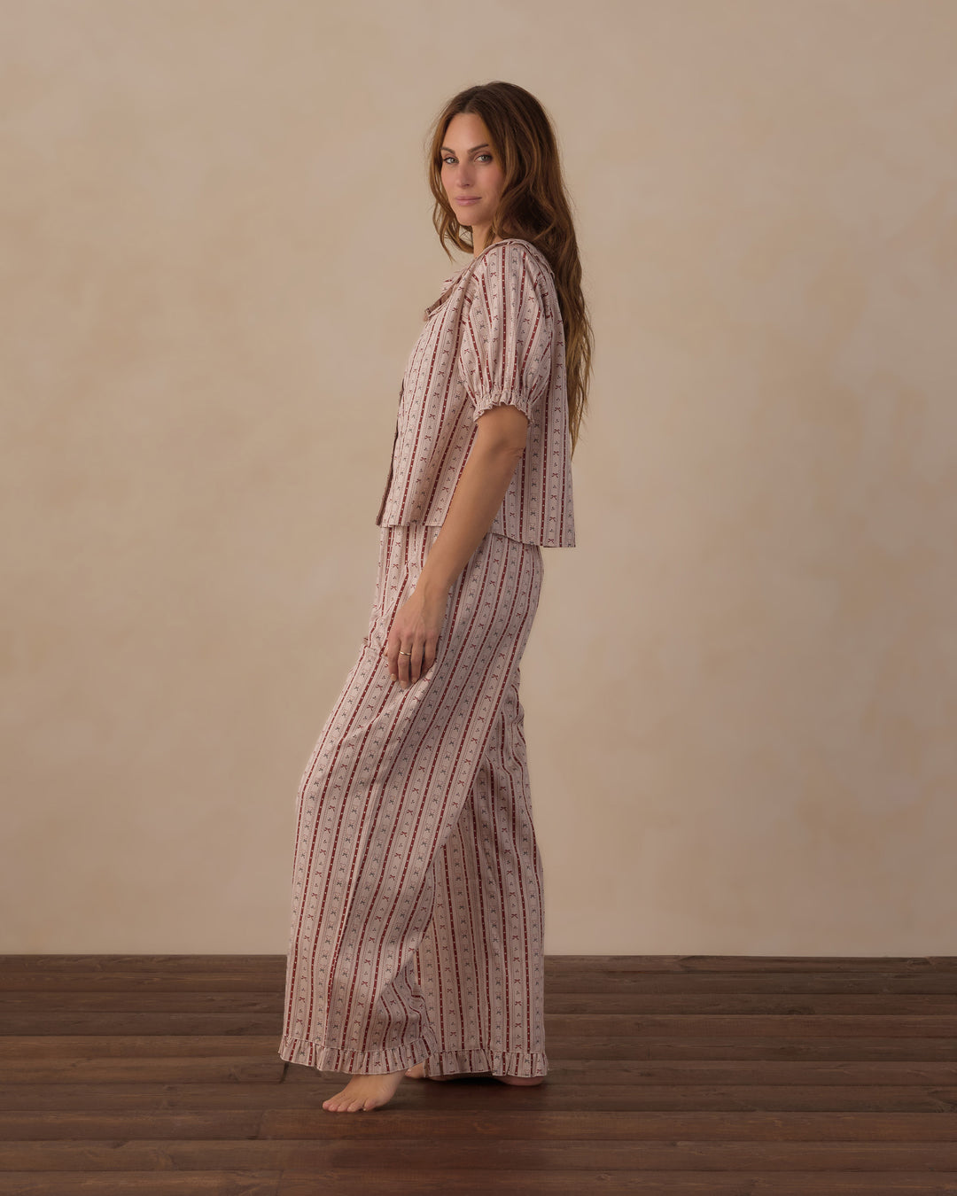 Rylee + Cru Women's Ruffle Pajamas - Candy Cane Lane