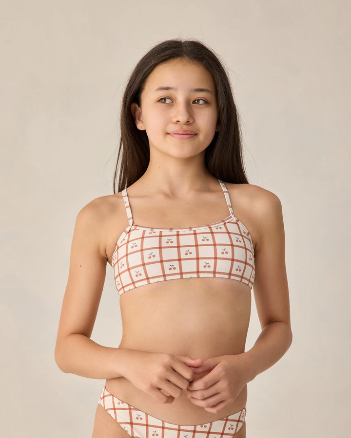 Rylee + Cru Teen Rashguard Bikini Set - Cherry Check