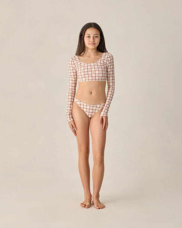 Rylee + Cru Teen Rashguard Bikini Set - Cherry Check
