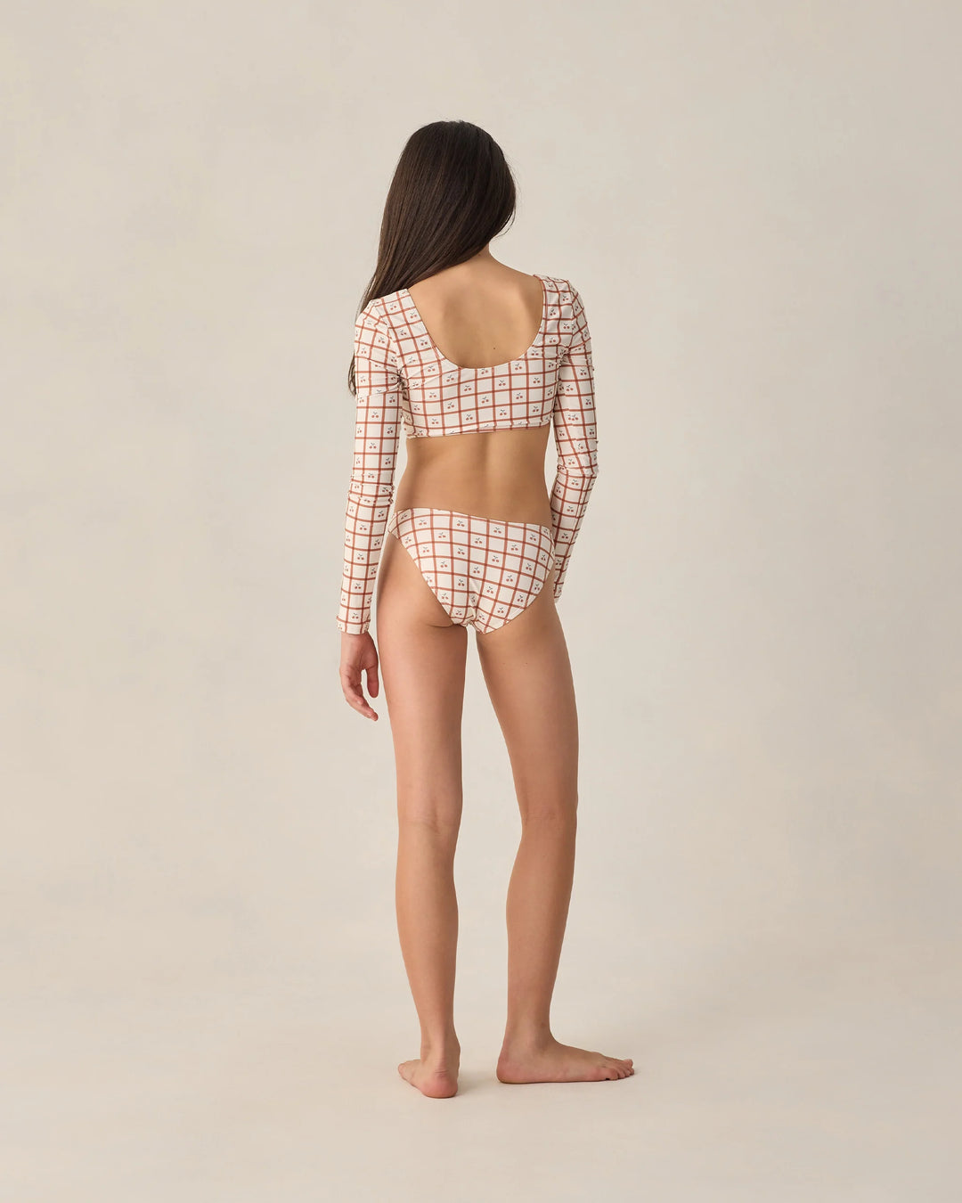 Rylee + Cru Teen Rashguard Bikini Set - Cherry Check