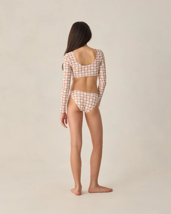 Rylee + Cru Teen Rashguard Bikini Set - Cherry Check