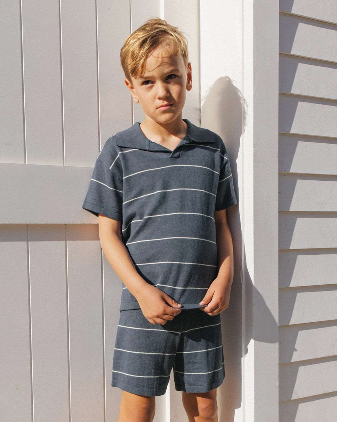 Rylee + Cru Chandler Knit Polo - Navy Stripe