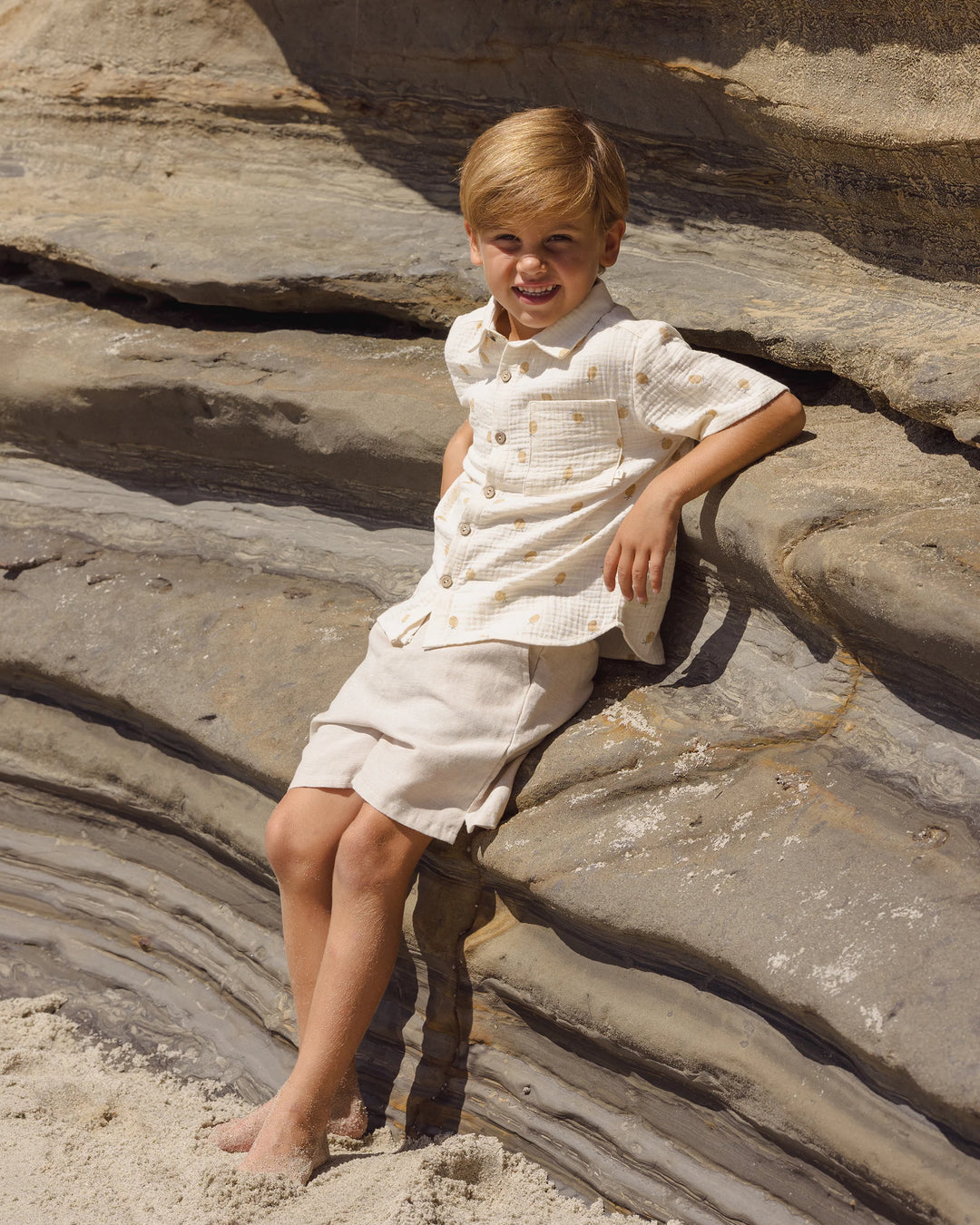 Rylee + Cru Collared Short Sleeve Shirt - Pineapple