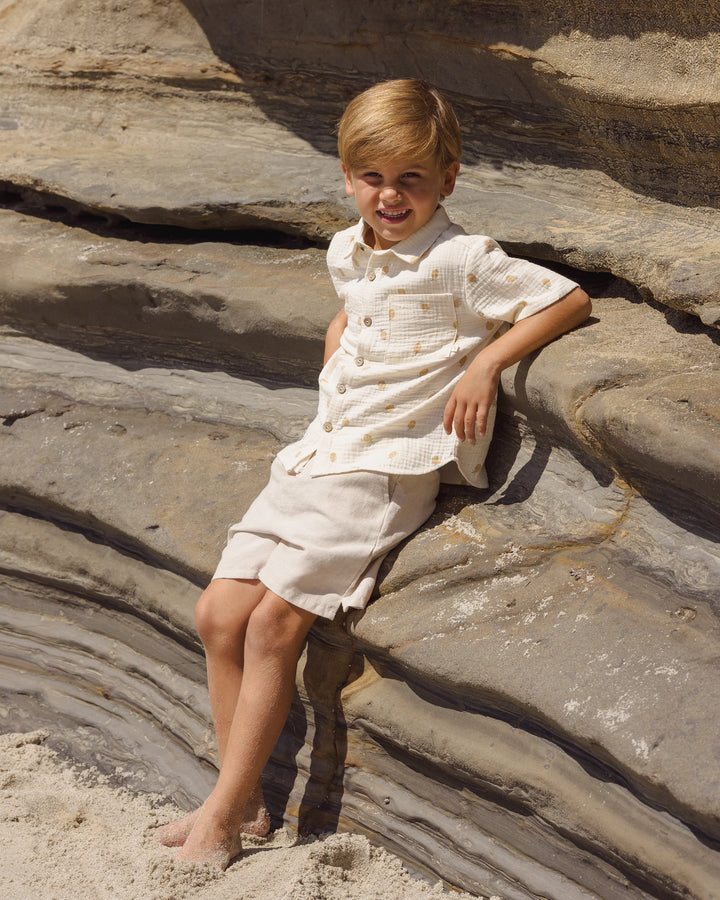 Rylee + Cru Collared Short Sleeve Shirt - Pineapple