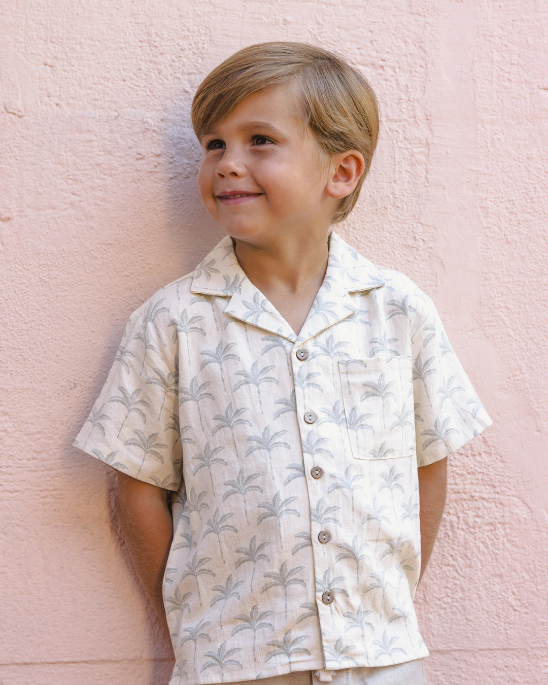 Rylee + Cru Lapel Collar Shirt - Palm Trees