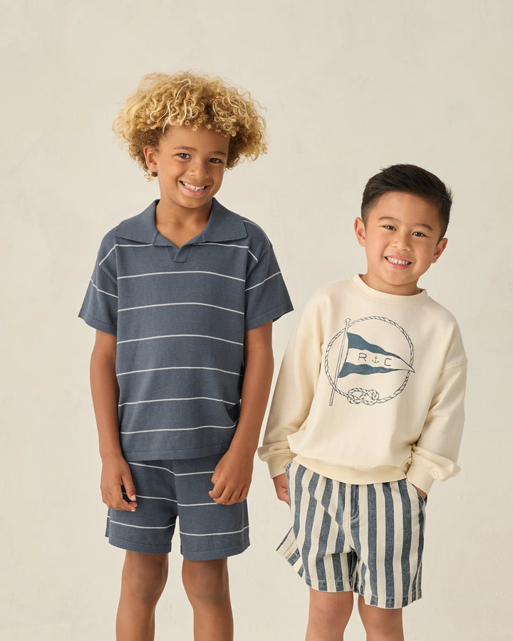 Rylee + Cru Chandler Knit Polo - Navy Stripe