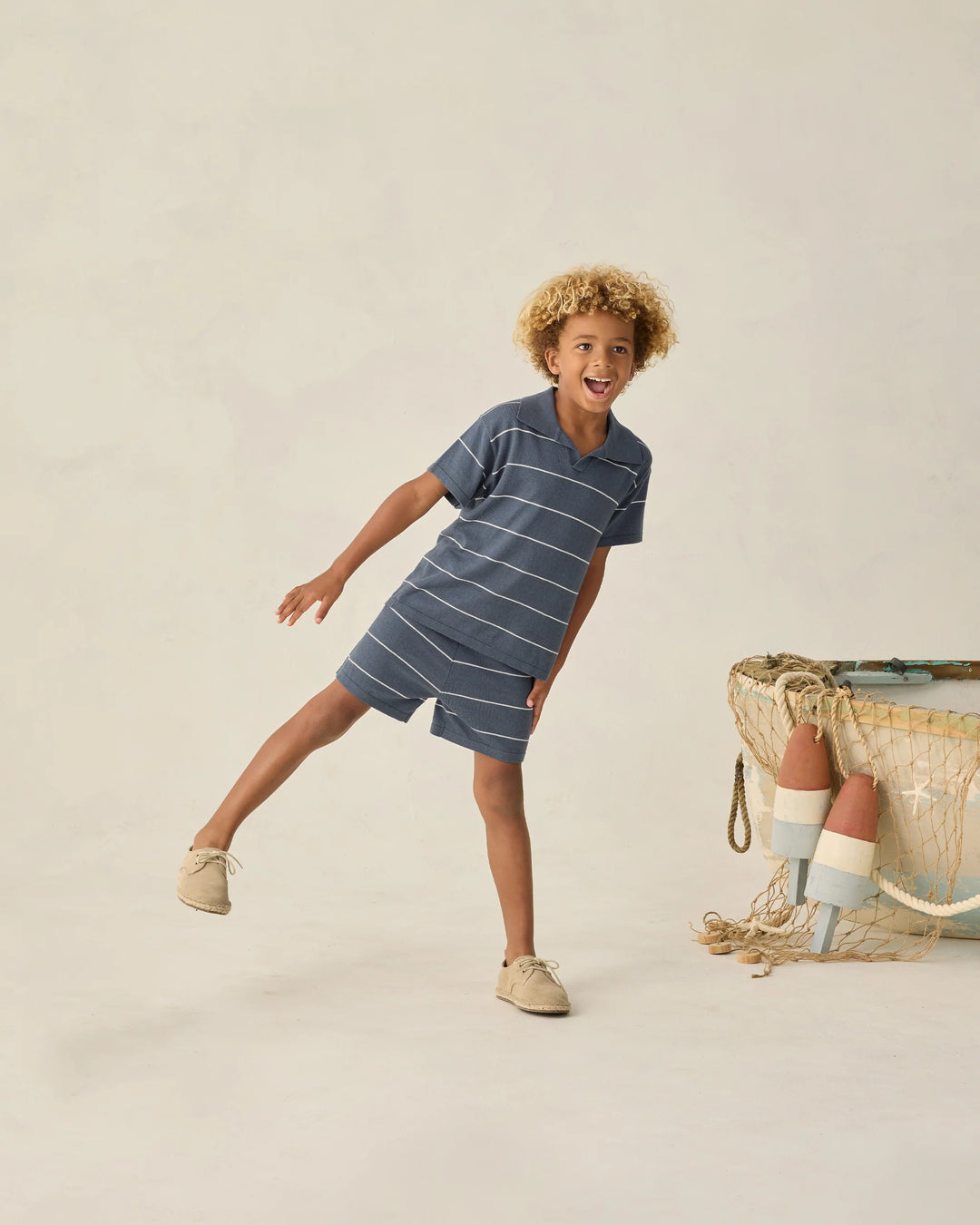 Rylee + Cru Chandler Knit Polo - Navy Stripe
