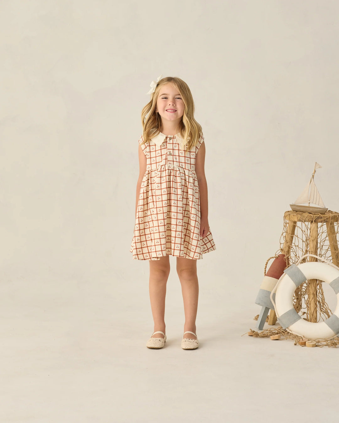 Rylee + Cru Collared Babydoll Dress - Cherry Check
