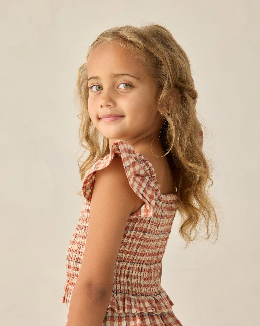Rylee + Cru Zayla Top - Poppy Gingham