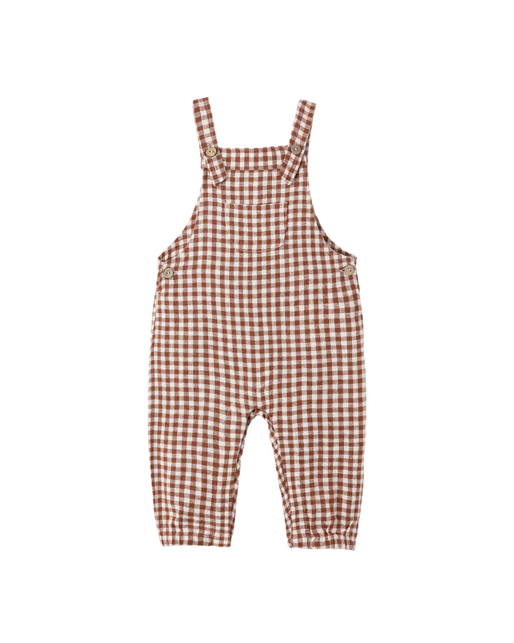 Rylee + Cru Baby Overalls Brick Check