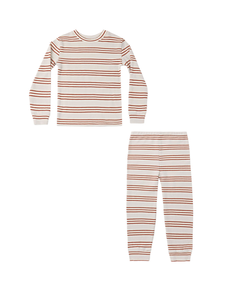 Rylee + Cru Organic Long Sleeve Pajama Set - Holiday Stripe