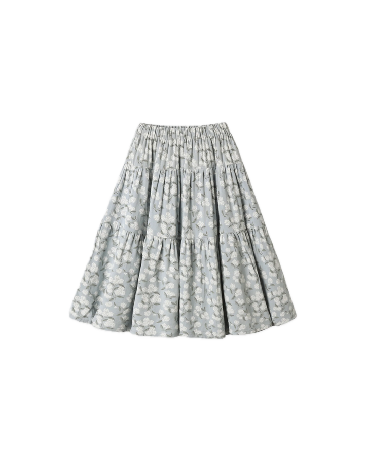 Rylee + Cru Tiered Midi Skirt - Light Blue