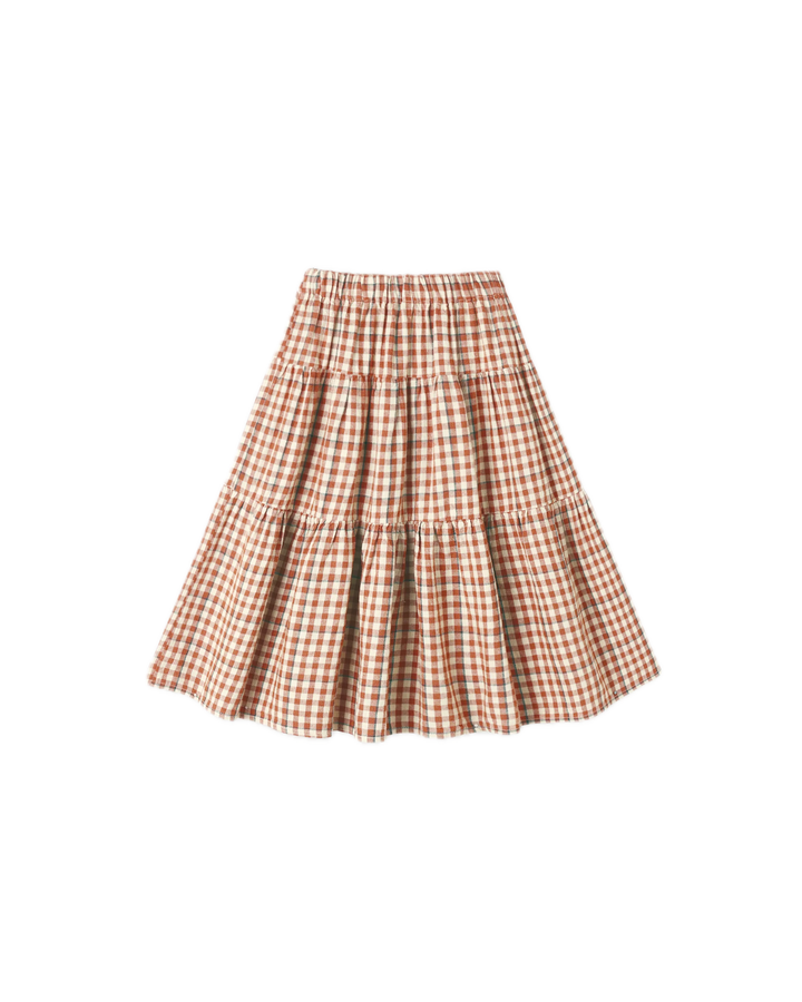 Rylee + Cru Tiered Midi Skirt - Poppy Gingham