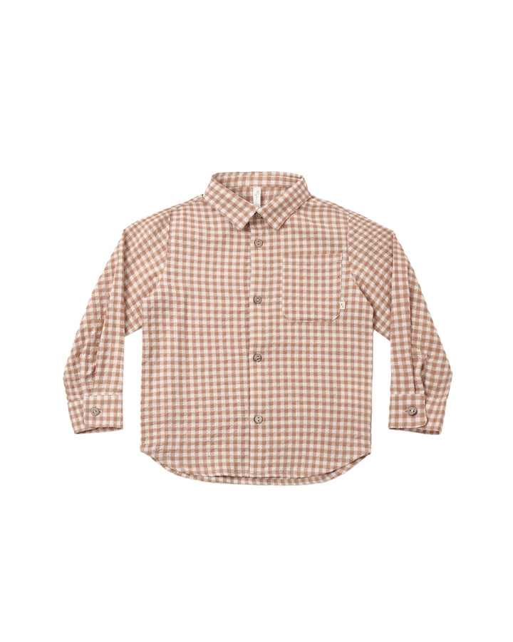 Rylee + Cru Collared Long Sleeve Shirt - Fawn Gingham