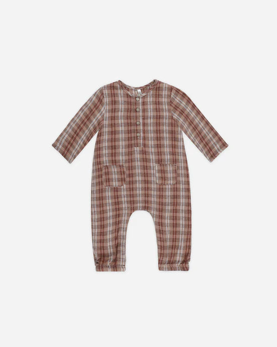 Rylee + Cru Long Sleeve Woven Jumpsuit - Autumn Plaid