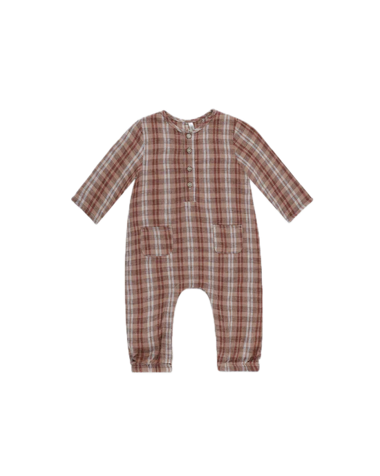 Rylee + Cru Long Sleeve Woven Jumpsuit - Autumn Plaid