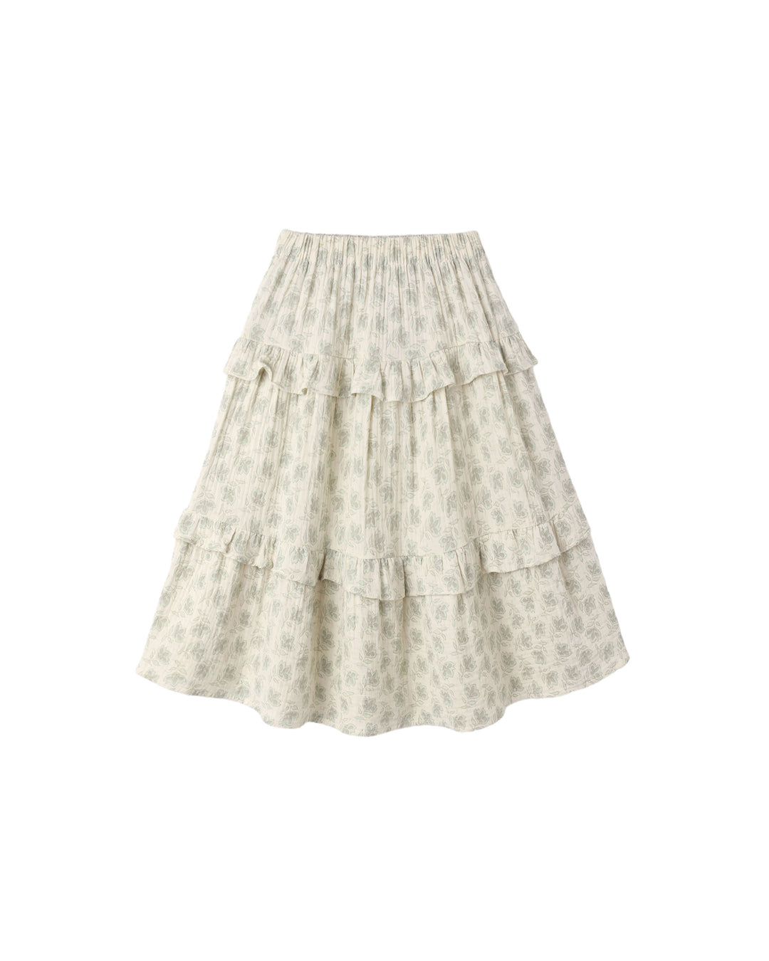 Rylee + Cru Ruffled Midi Skirt - Green Iris