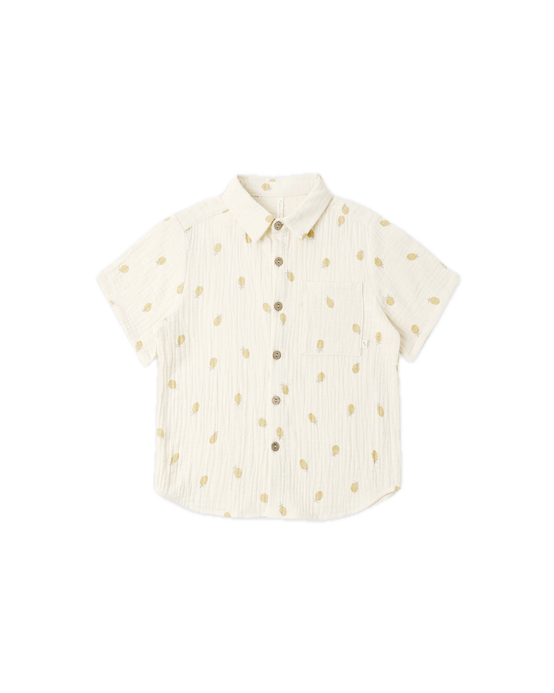 Rylee + Cru Collared Short Sleeve Shirt - Pineapple
