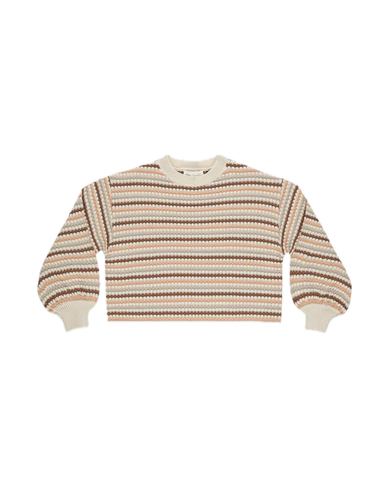 Rylee + Cru Boxy Crop Sweater - Honeycomb Stripe