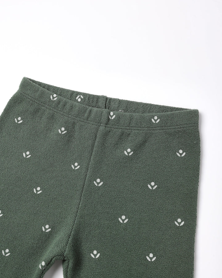 Rylee + Cru Spongey Knit Set - Evergreen Ditsy