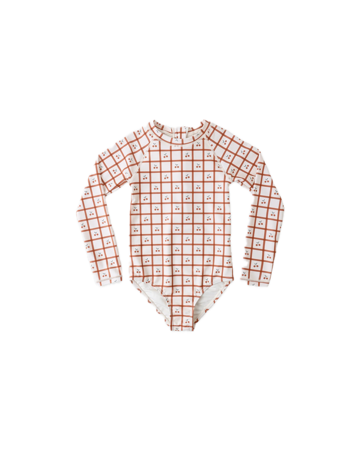 Rylee + Cru Delphine Rashguard One Piece - Cherry Check