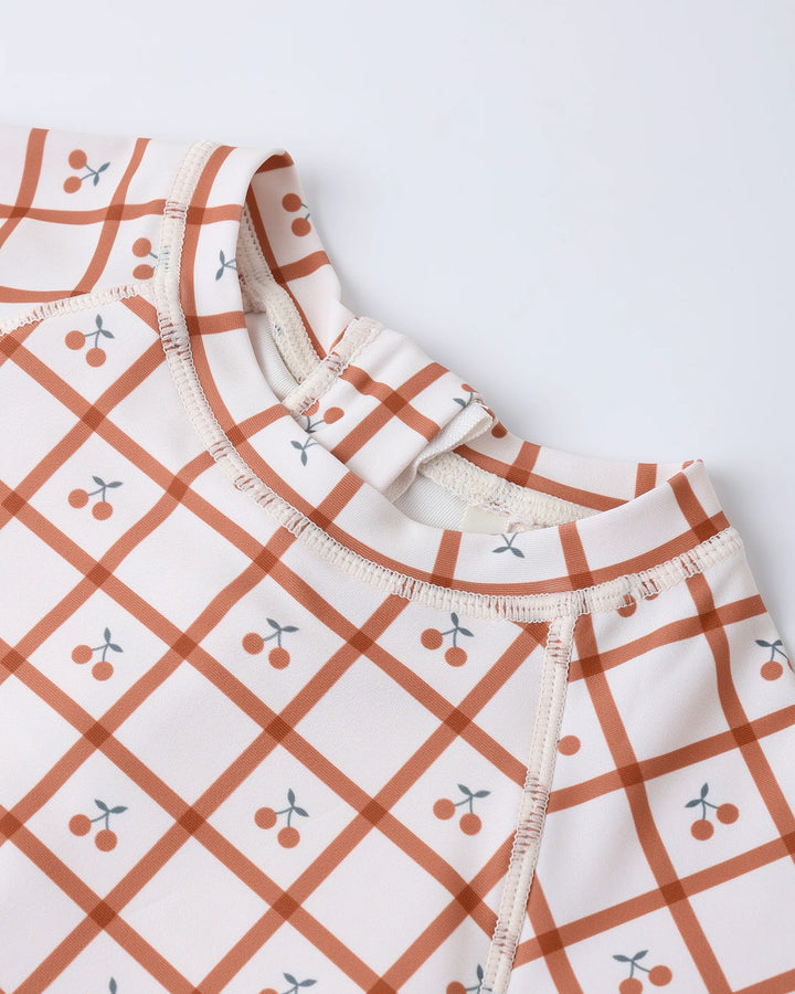 Rylee + Cru Delphine Rashguard One Piece - Cherry Check