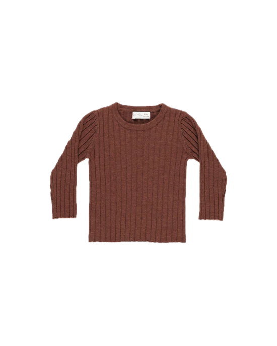 Rylee + Cru Long Sleeve Knit Top - Brick