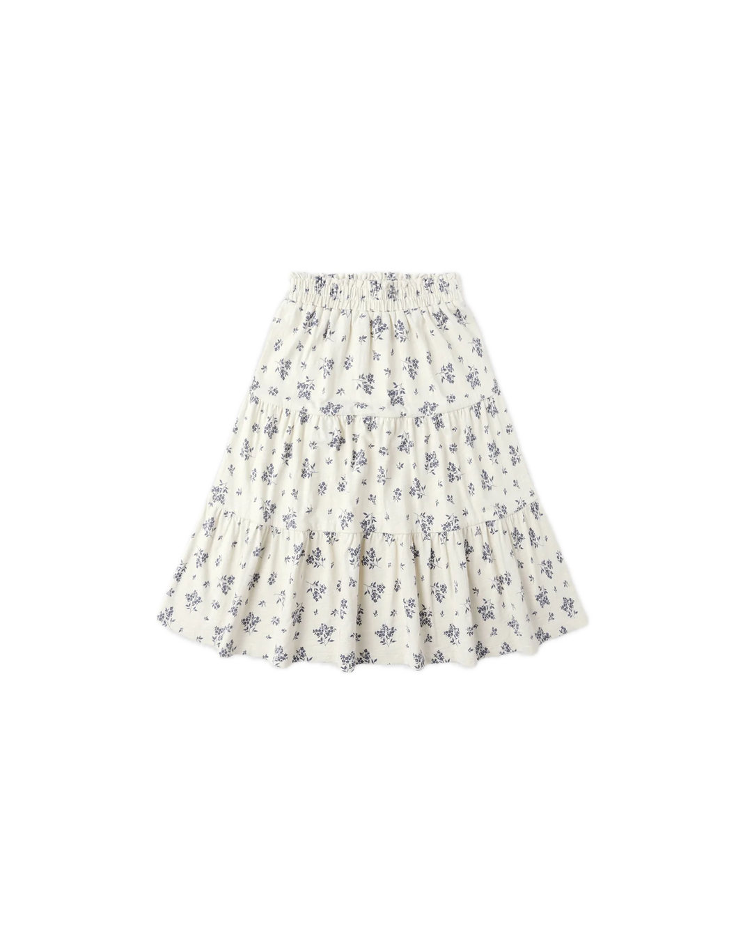 Rylee + Cru Ruffle Tiered Midi Skirt - Blue Floral