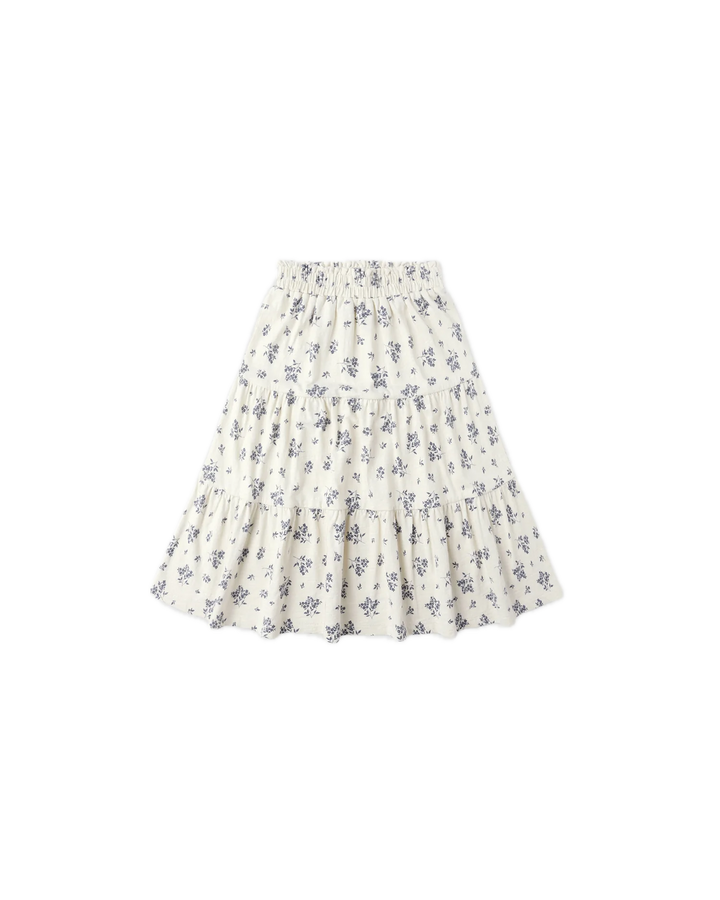 Rylee + Cru Ruffle Tiered Midi Skirt - Blue Floral