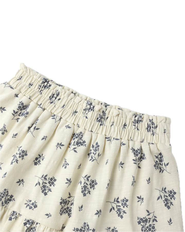 Rylee + Cru Ruffle Tiered Midi Skirt - Blue Floral