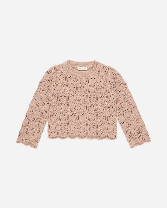 Rylee + Cru Crochet Knit Pullover + Pant Set - Rose