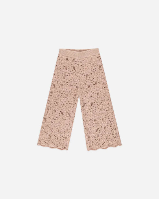 Rylee + Cru Crochet Knit Pullover + Pant Set - Rose