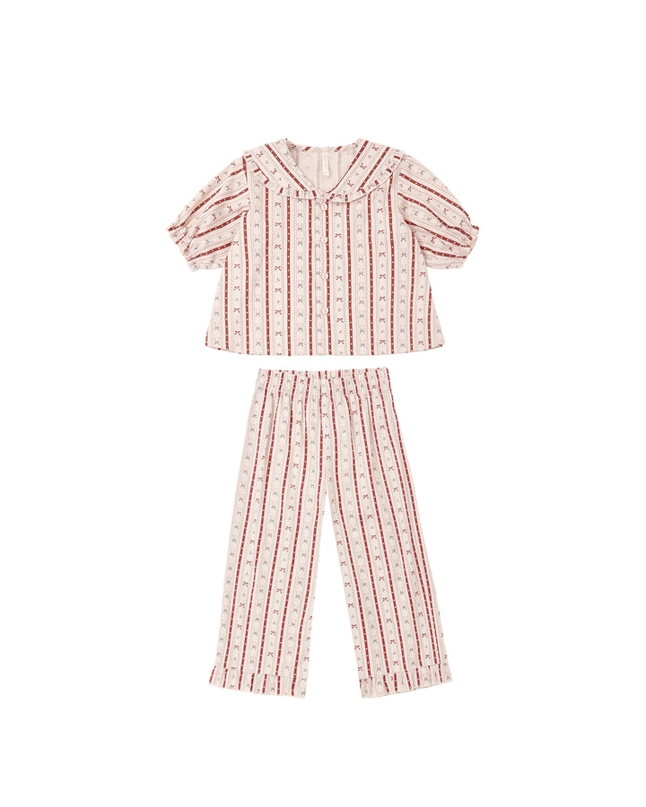 Rylee + Cru Ruffle Pajamas - Candy Cane Lane