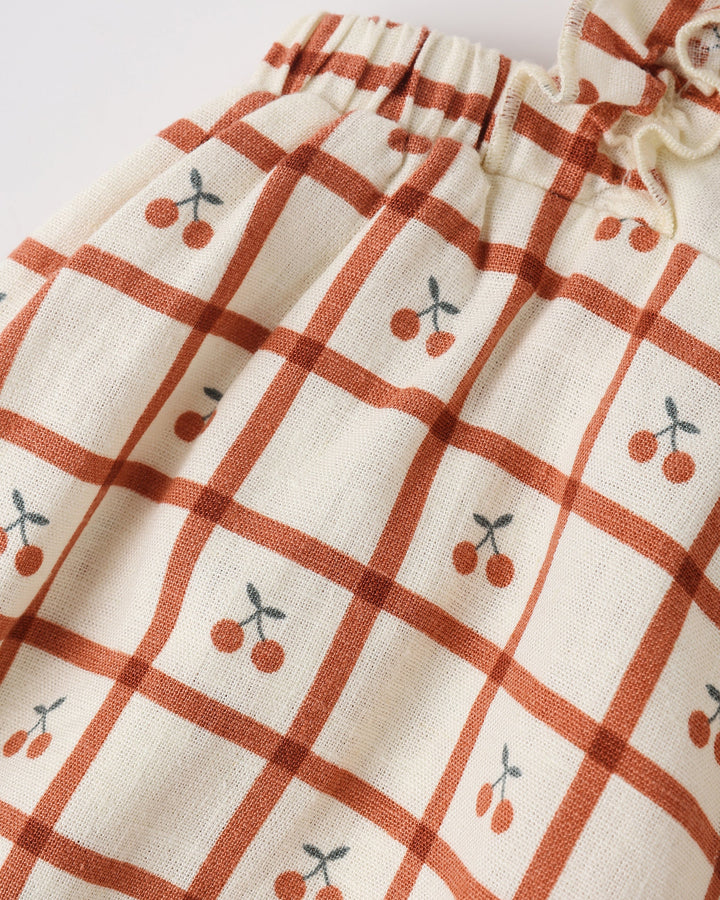 Rylee + Cru Chiara Romper - Cherry Check