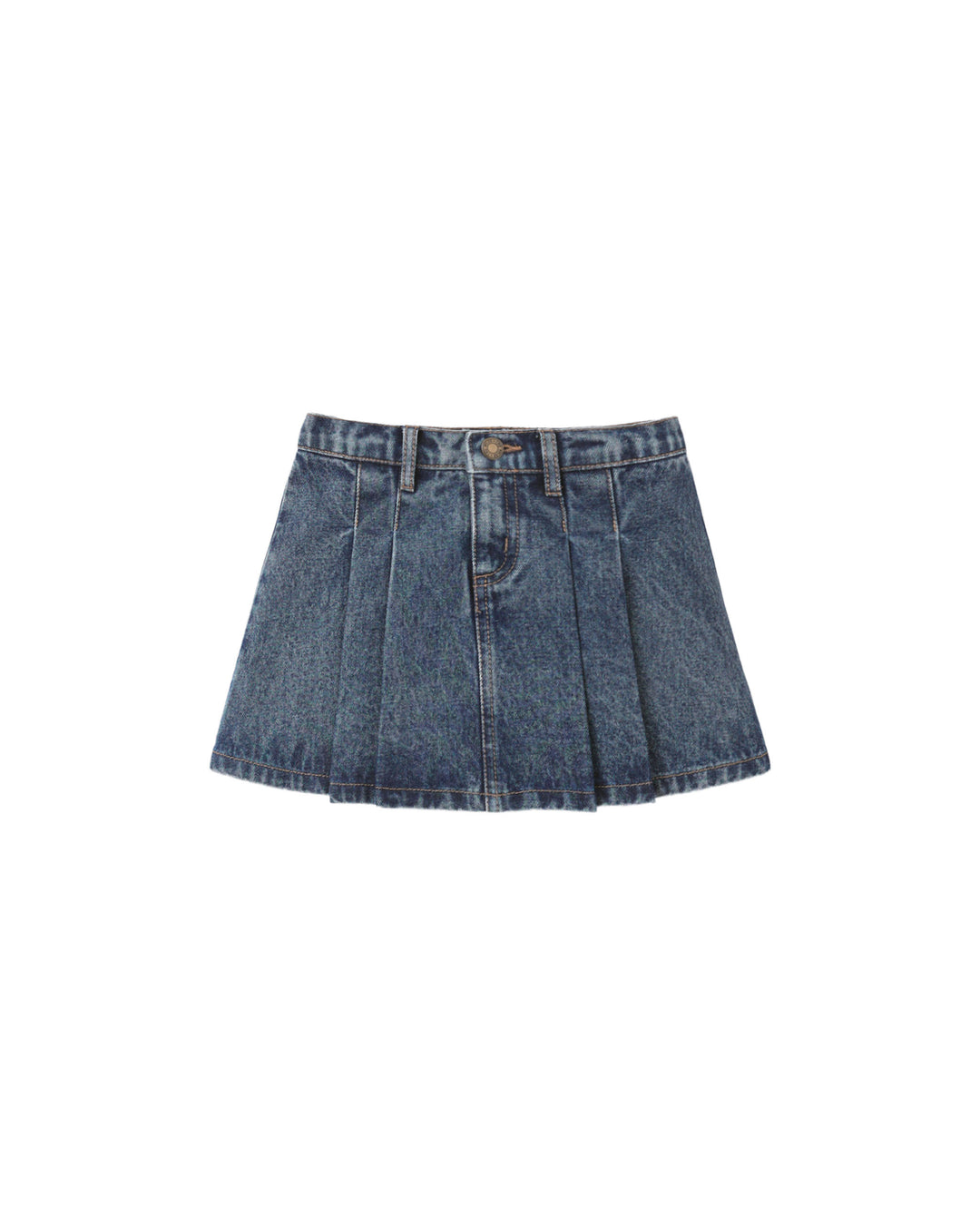 Rylee + Cru Pleated Denim Skirt - Indigo