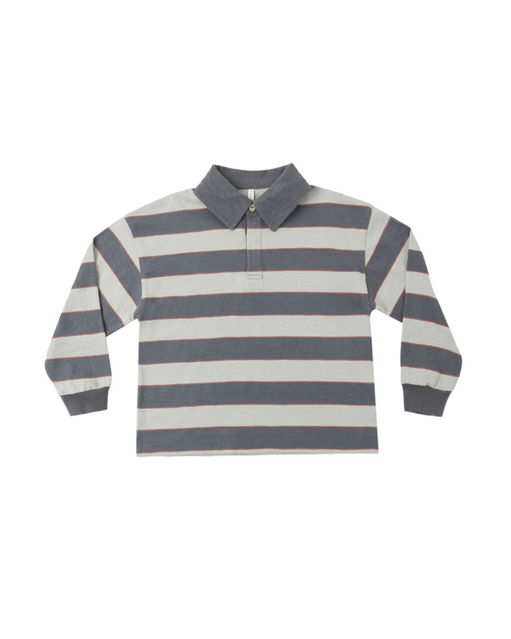 Rylee + Cru Rugby Polo - Sage Stripe