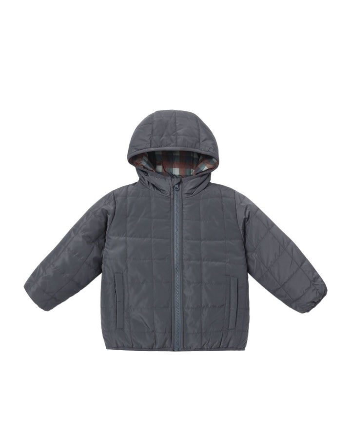 Rylee + Cru Lightweight Reversible Puffer - Midnight Check
