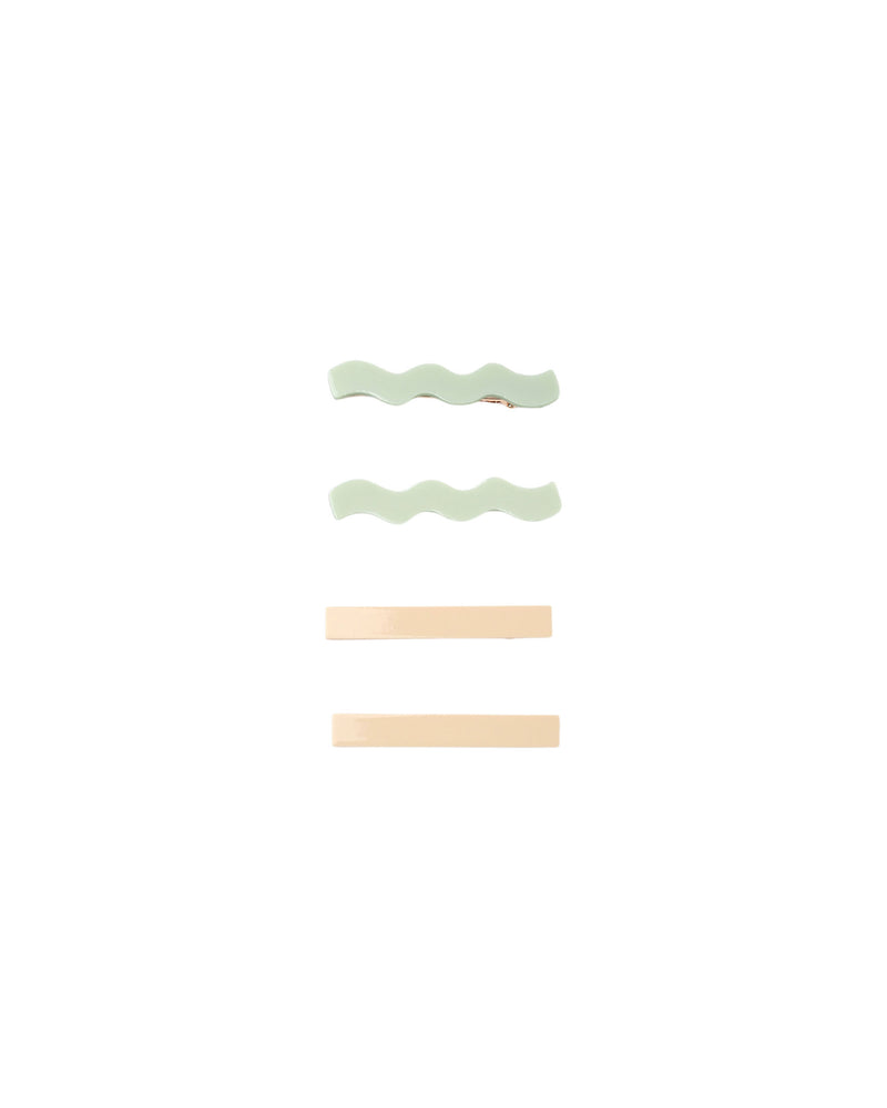 Rylee + Cru Wavy Clip Set - Sage, Natural