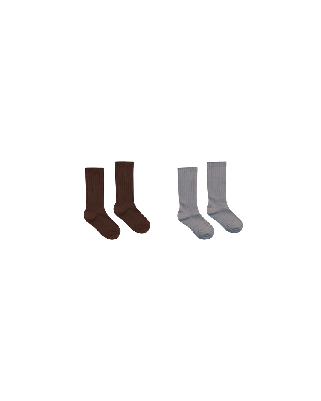 Rylee + Cru Ribbed Socks, 2-pack - Brown, Dusty Blue