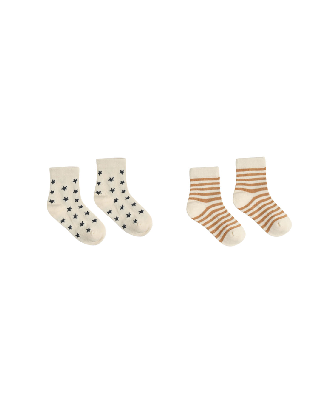 Rylee + Cru Jacquard Socks, 2-Pack - Fawn Stripe, Midnight Stars