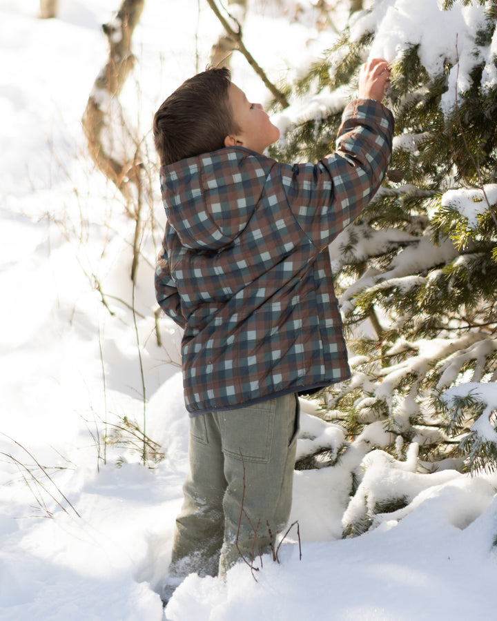 Rylee + Cru Lightweight Reversible Puffer - Midnight Check