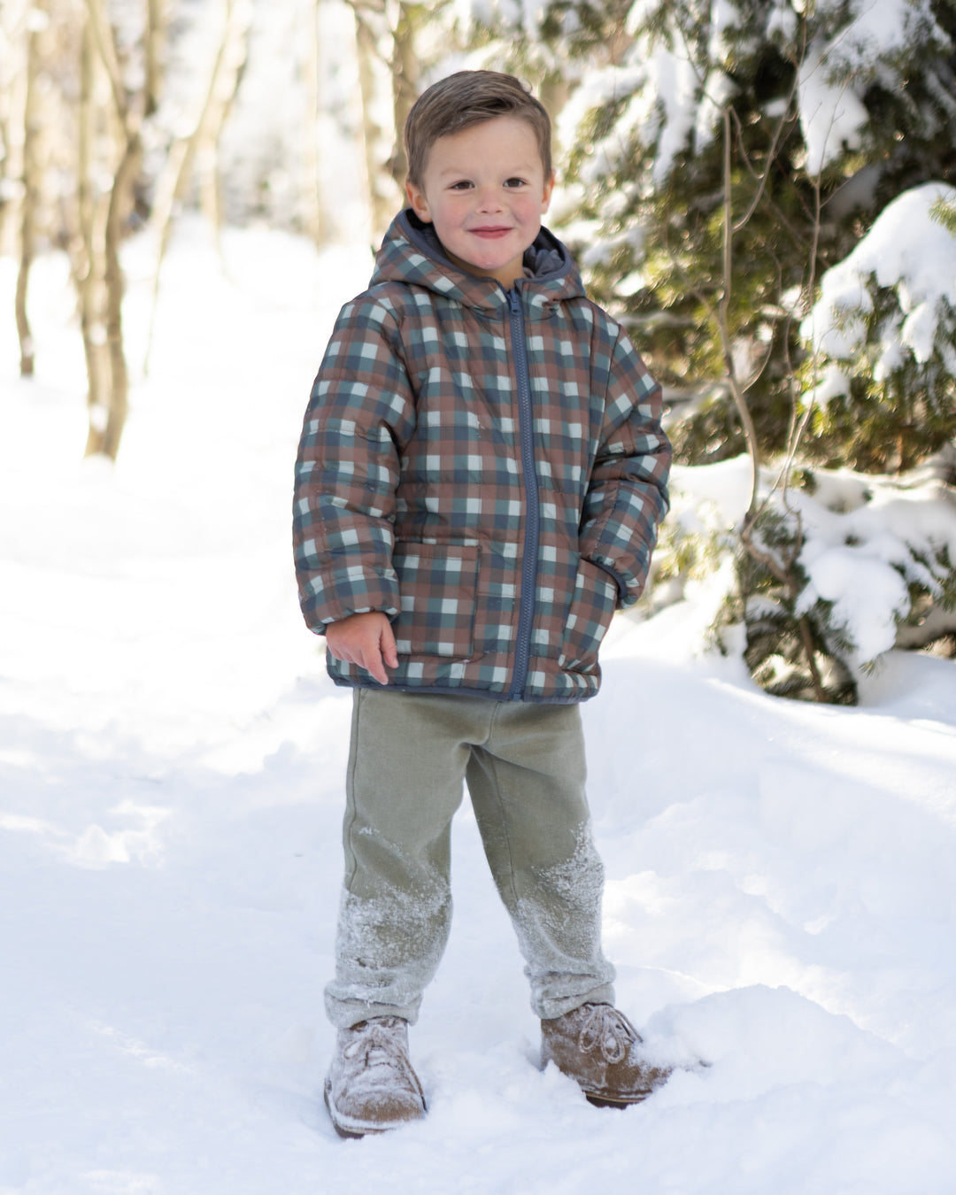 Rylee + Cru Lightweight Reversible Puffer - Midnight Check