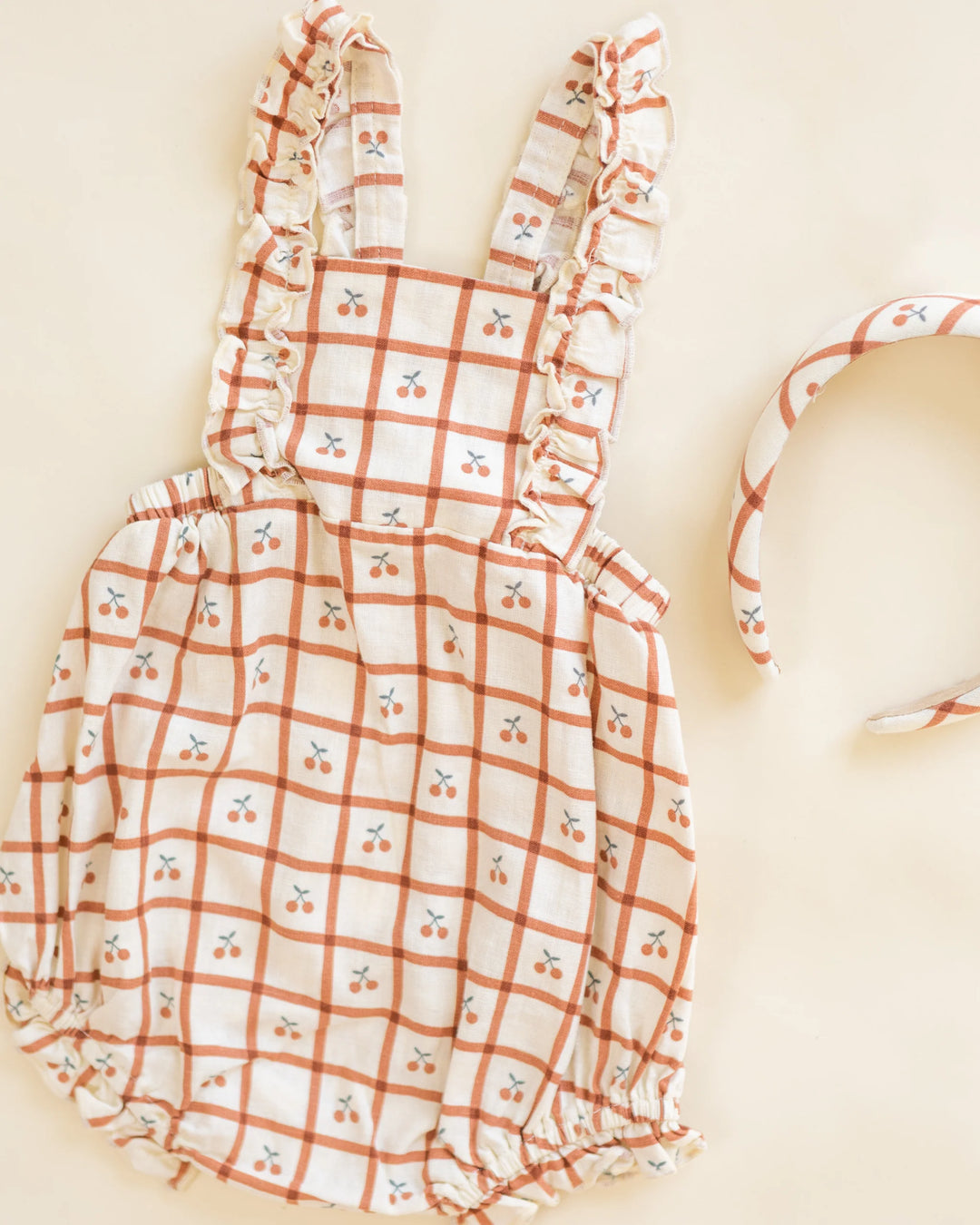 Rylee + Cru Chiara Romper - Cherry Check