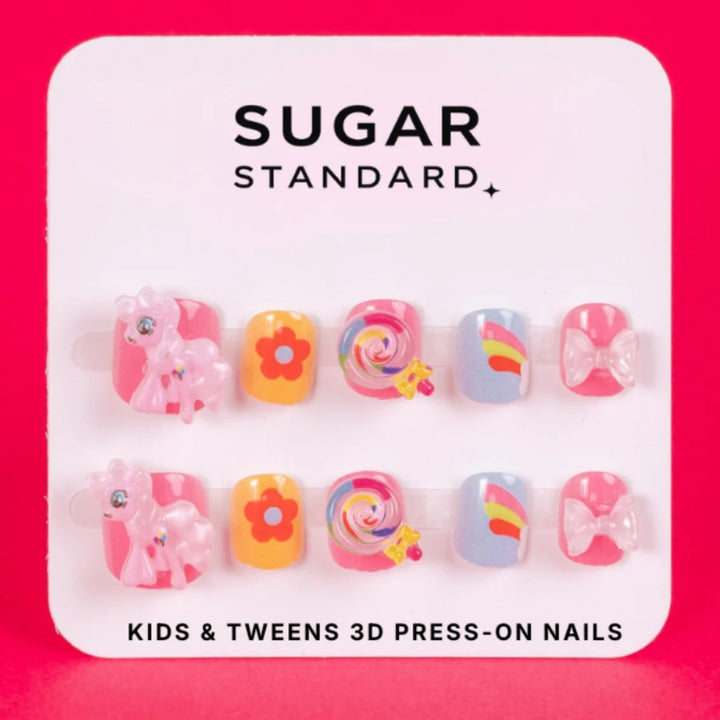 Sugar Standard Kids 3D Press-On Nails – Rainbow Pony