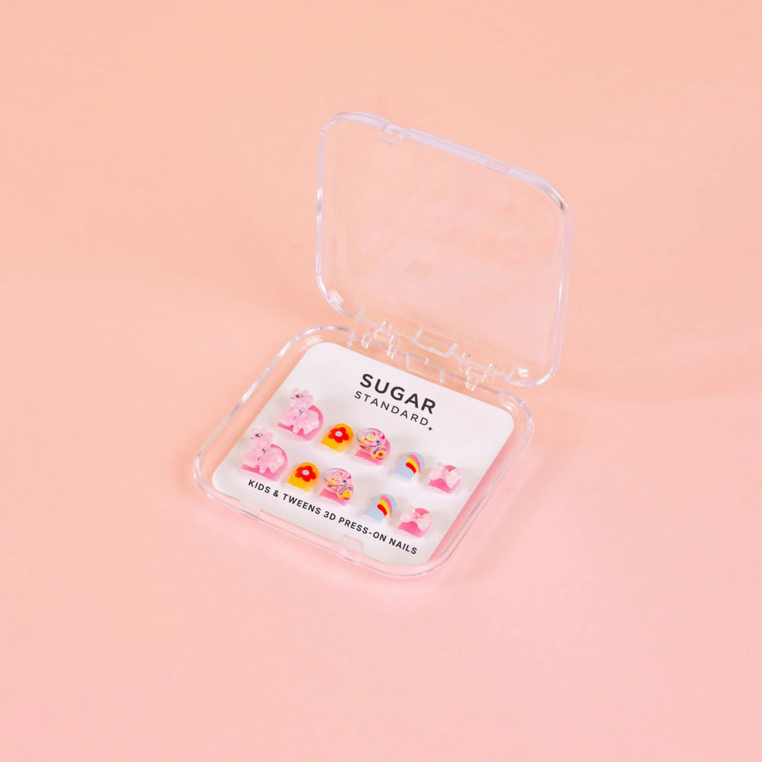 Sugar Standard Kids 3D Press-On Nails – Rainbow Pony