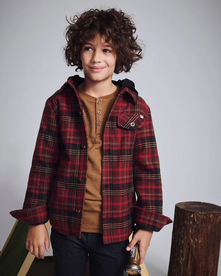 Appaman Glen Flannel Hoodie - Red & Black Plaid